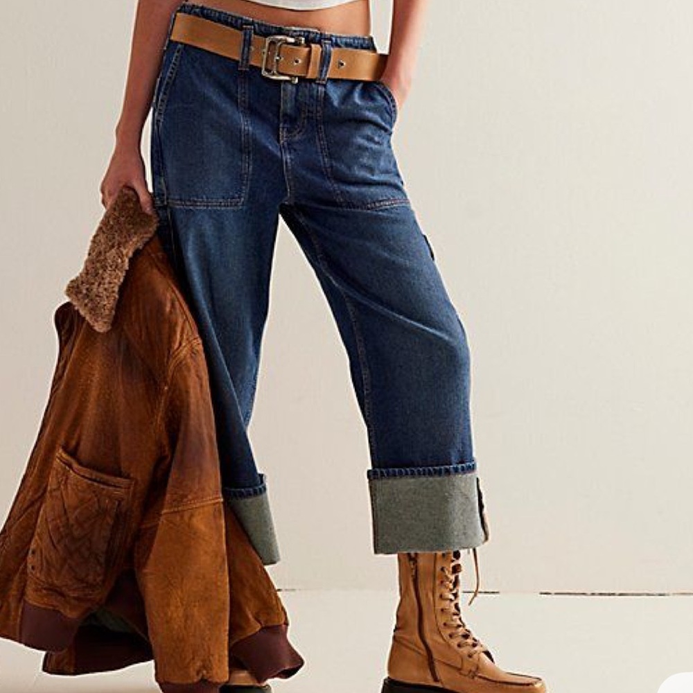 We The Free People Major Leagues Mid Rise Cuffed Crop Jeans Size 28 NWT